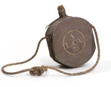 Image shows a Loyal Colchester Volunteers' metal water canteen